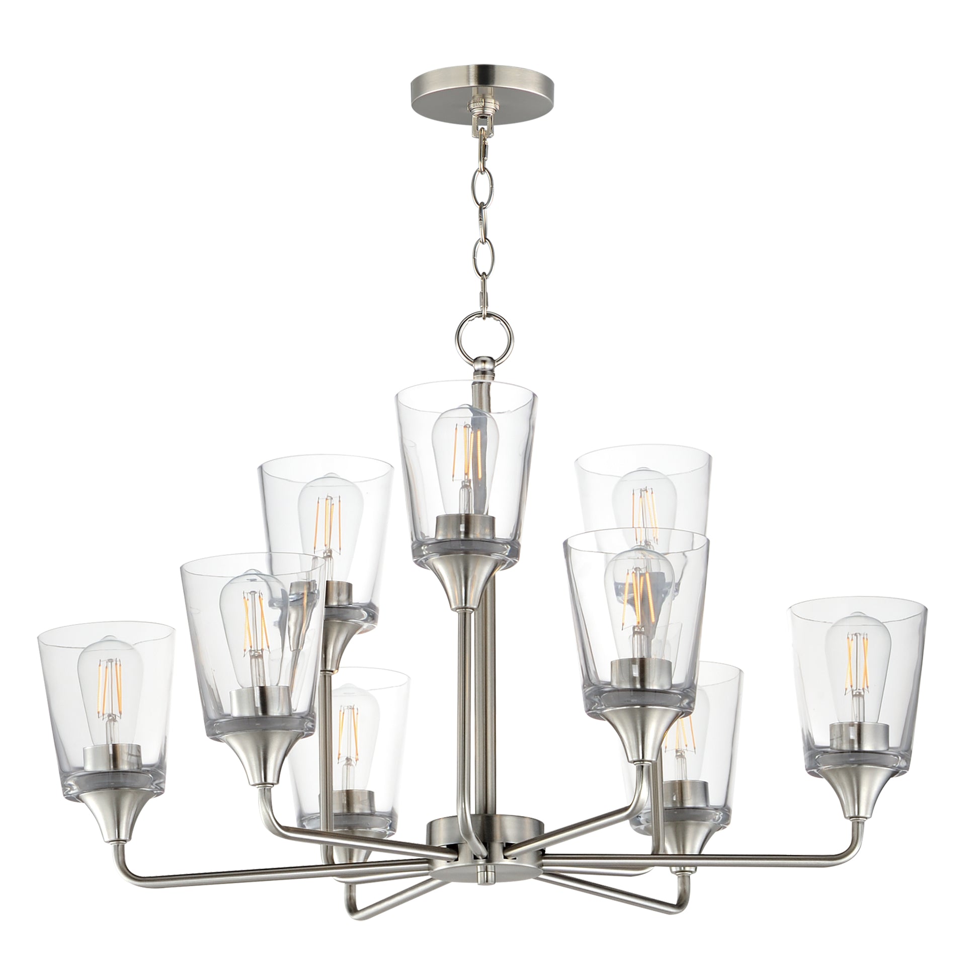 Hudson 9-Light Two-Tier Chandelier Satin Nickel by Maxim Lighting