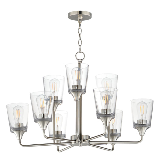 Hudson 9-Light Two-Tier Chandelier Satin Nickel by Maxim Lighting