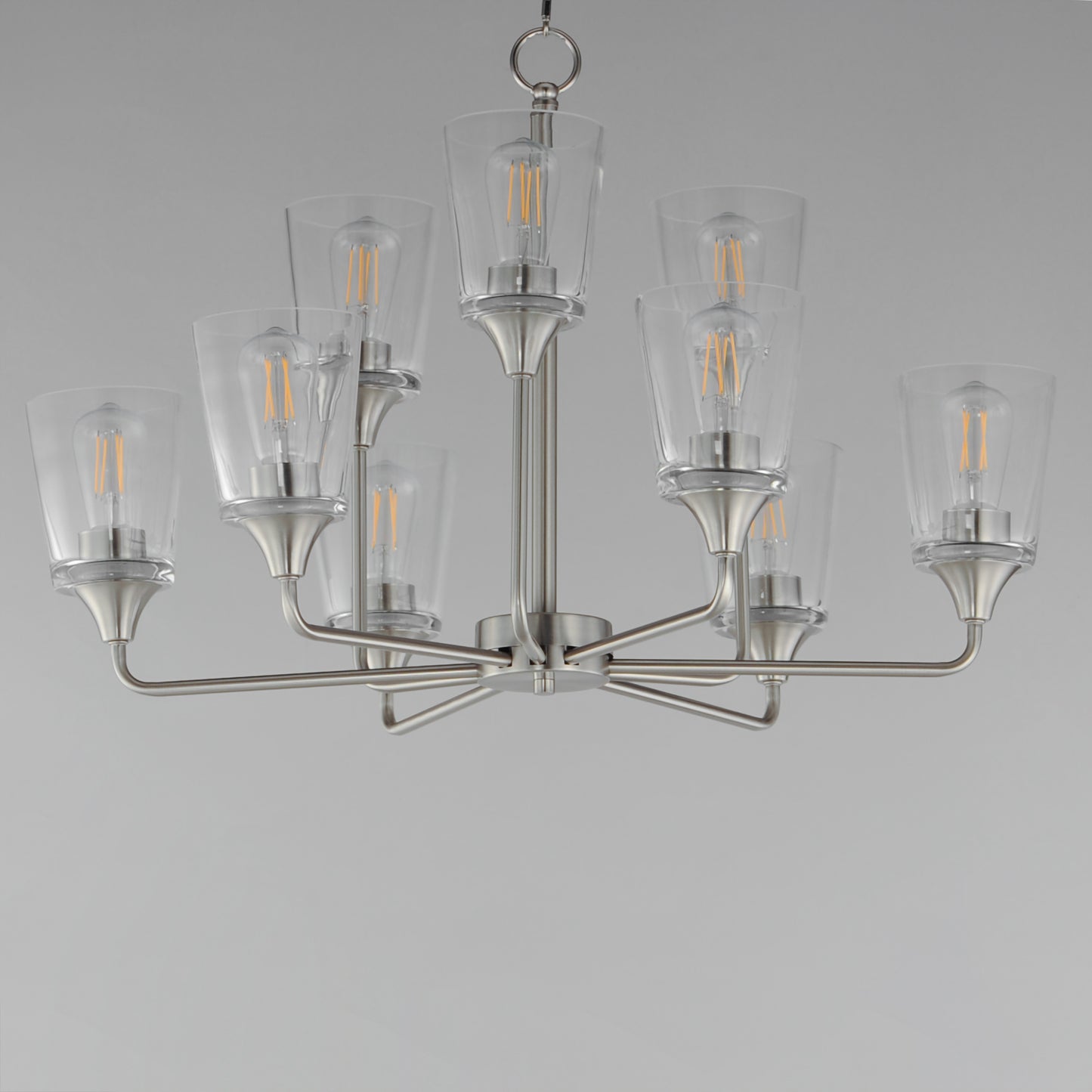 Hudson 9-Light Two-Tier Chandelier Satin Nickel by Maxim Lighting