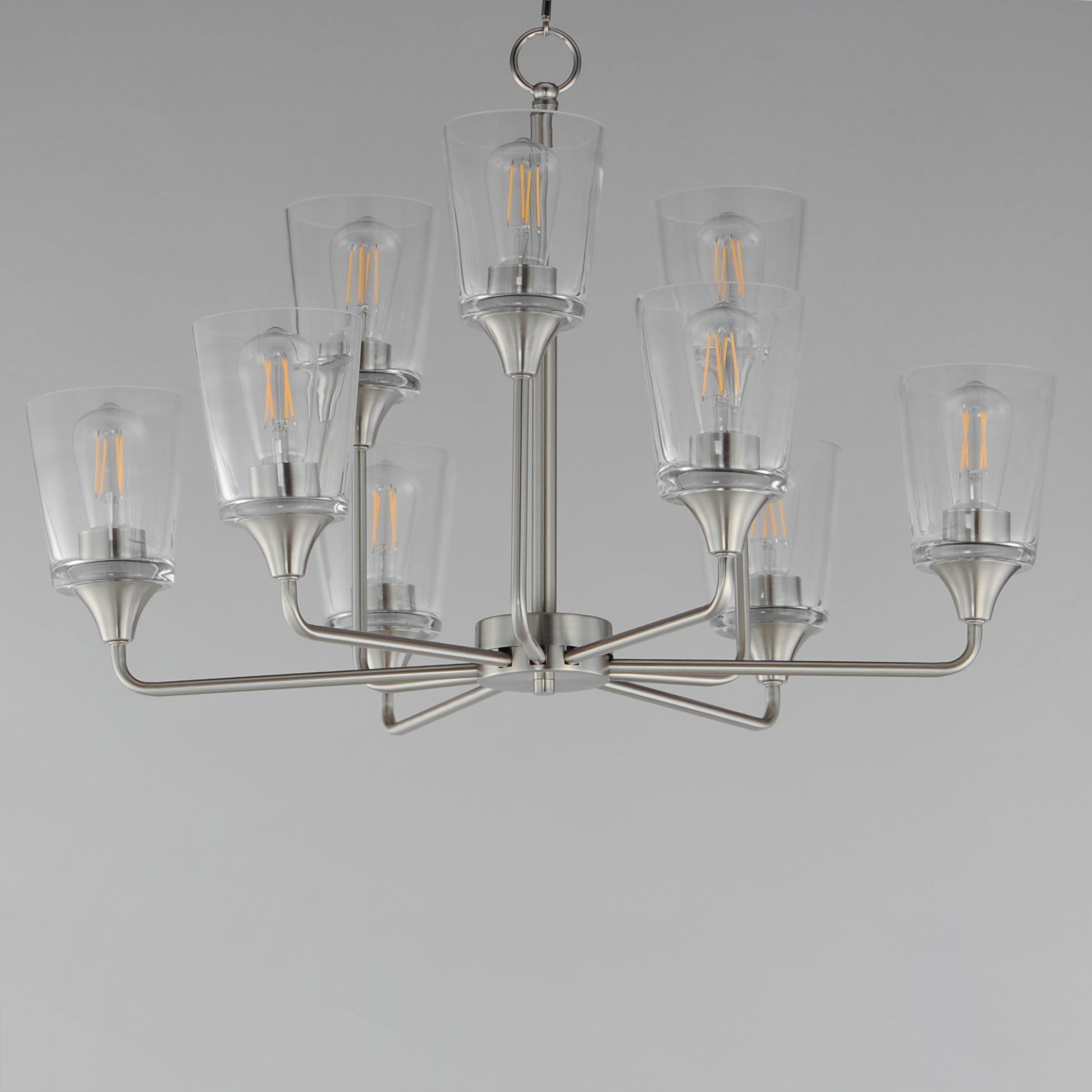 Hudson 9-Light Two-Tier Chandelier Satin Nickel by Maxim Lighting