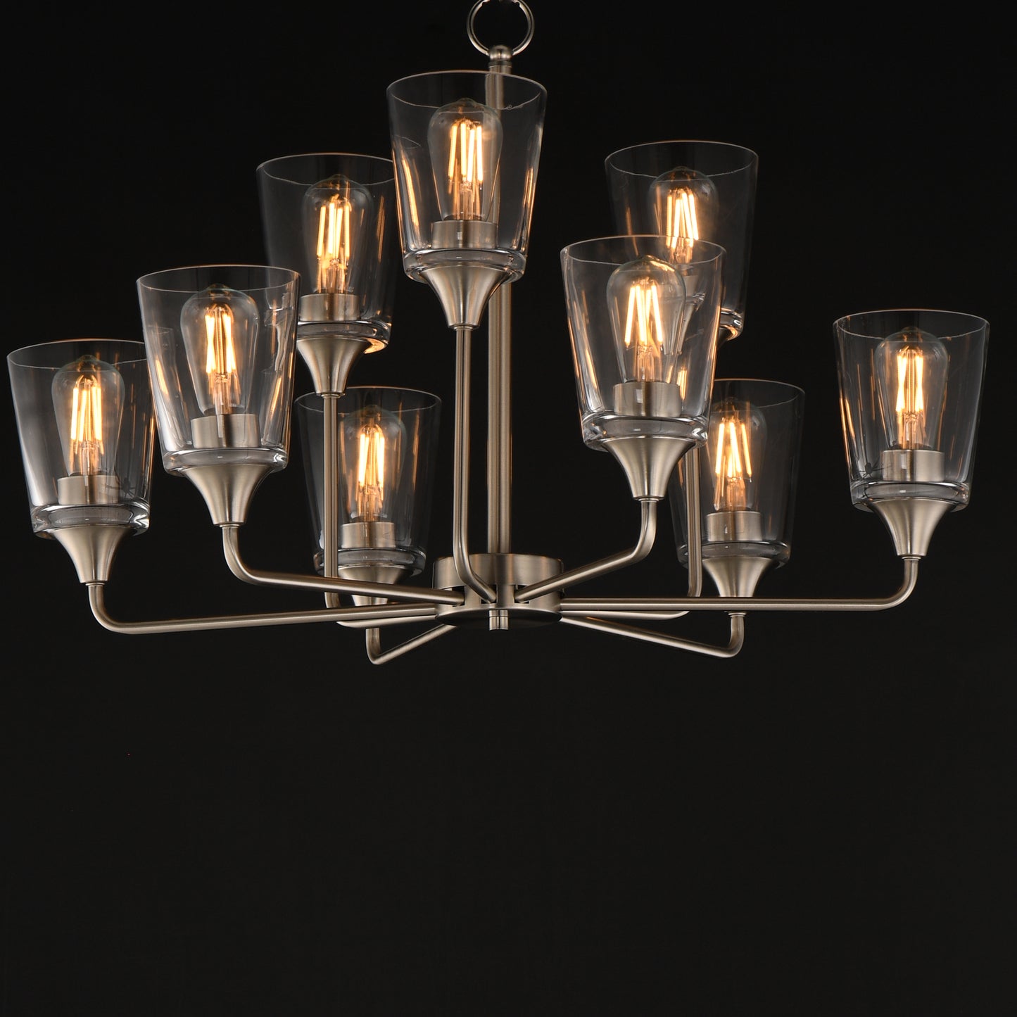 Hudson 9-Light Two-Tier Chandelier Satin Nickel by Maxim Lighting