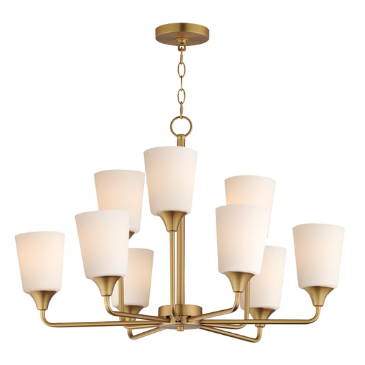 Hudson 9-Light Chandelier Natural Aged Brass by Maxim Lighting