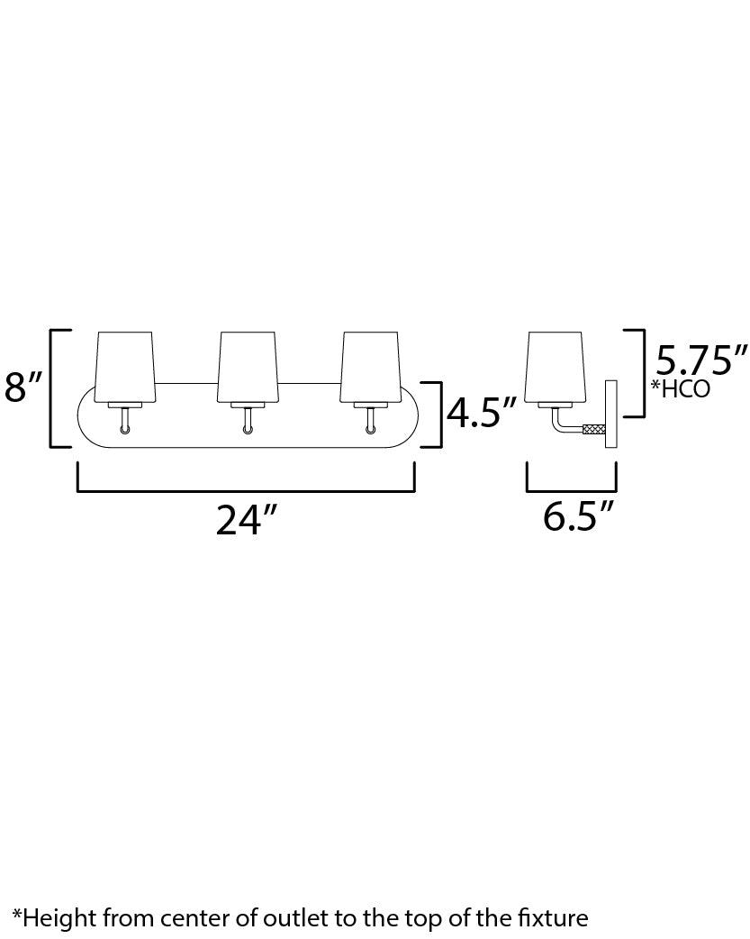 Durham 3-Light Strip Bath Vanity Polished Chrome by Maxim Lighting