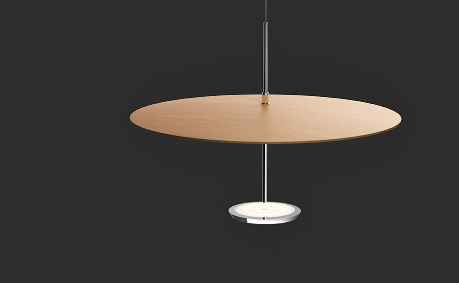 Pablo Designs Sky Dome Wood Pendant Light 24" - Matte Black + Oak