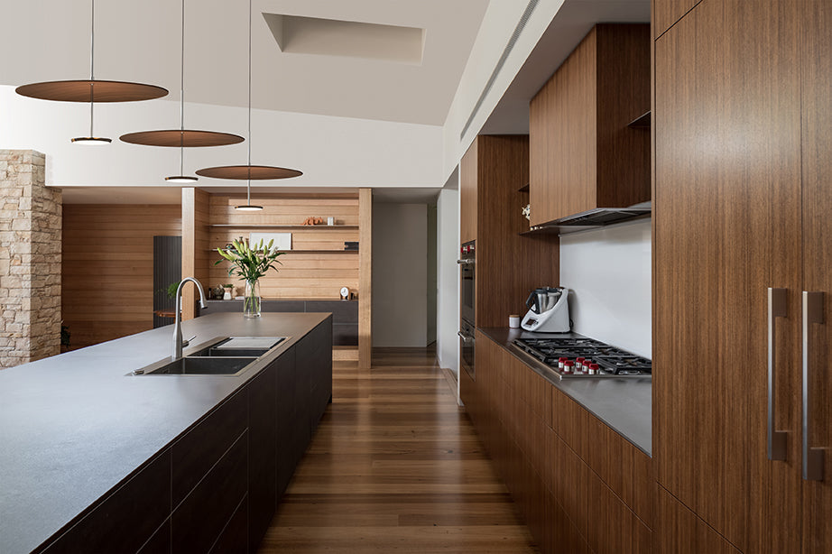 Pablo Designs Sky Dome Wood Pendant Light 18" - Aluminum + Oak