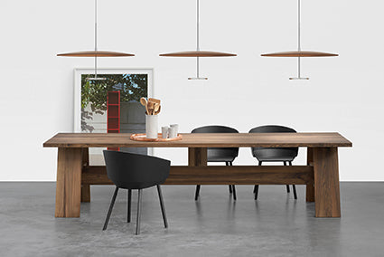 Pablo Designs Sky Dome Wood Pendant Light 24" - Matte Black + Walnut