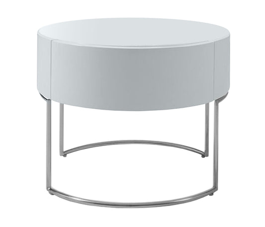 Modern Liv White Lacquer Round Nightstand