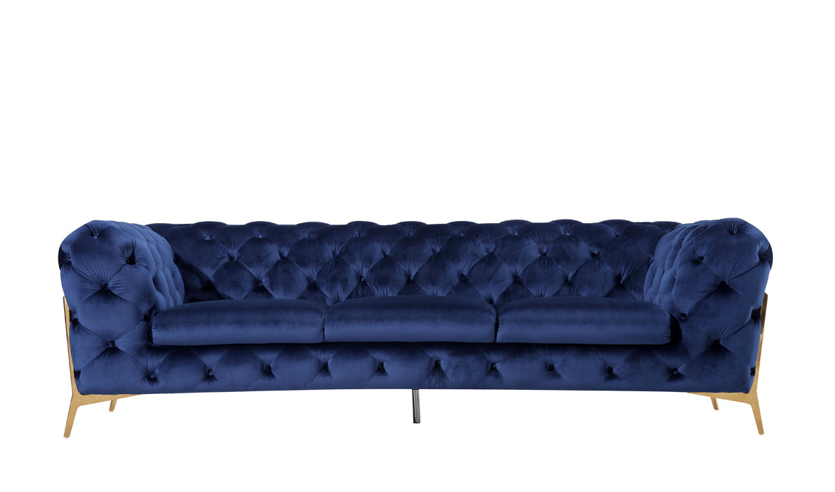 Divani Casa Sheila Modern Dark Blue Fabric Sofa Set