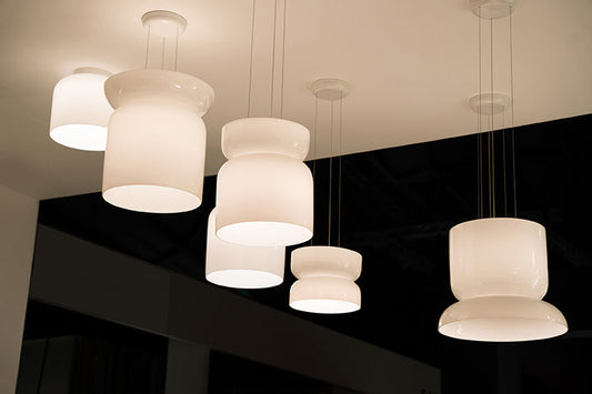 Pablo Designs Totem Up/Down Pendant Light fixture geometry from below showing illumination spread