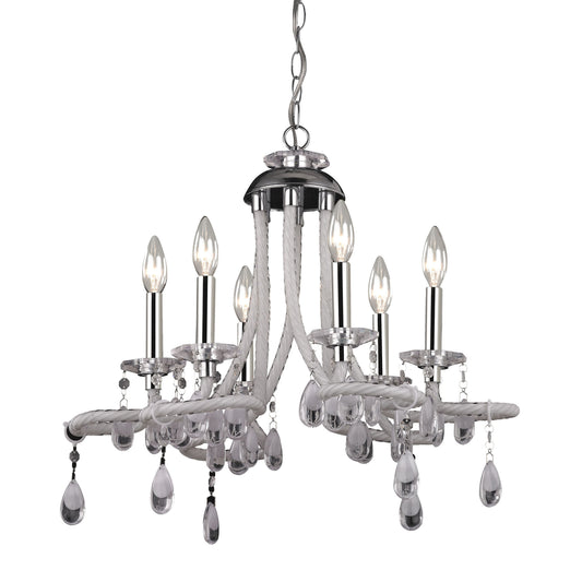 22" 6-Light Mini Chandelier Clear Acrylic by Elk