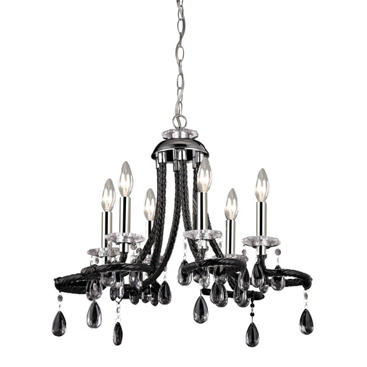 22" 6-Light Mini Chandelier Black Acrylic by Elk