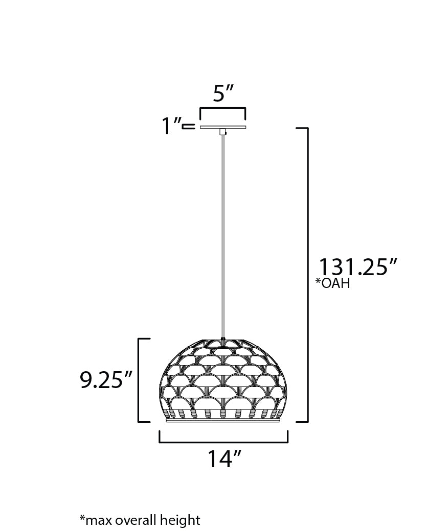 Tahiti 14" Pendant Black by Maxim Lighting