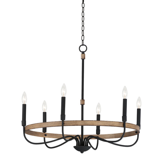 Franklin 6-Light Chandelier Driftwood/Black by Maxim Lighting