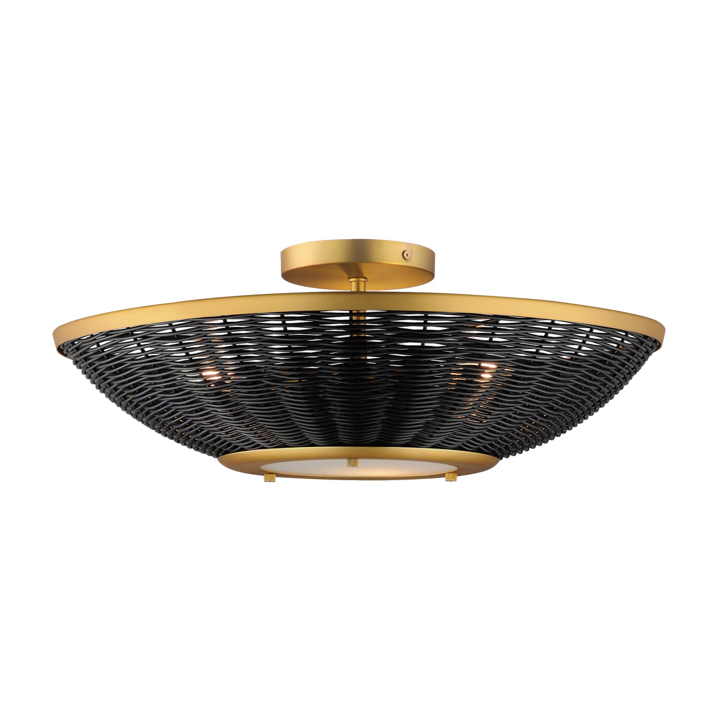 Rattan 20" Wall Sconce/Semi Flush Mount Natural Aged Brass by Maxim Lighting