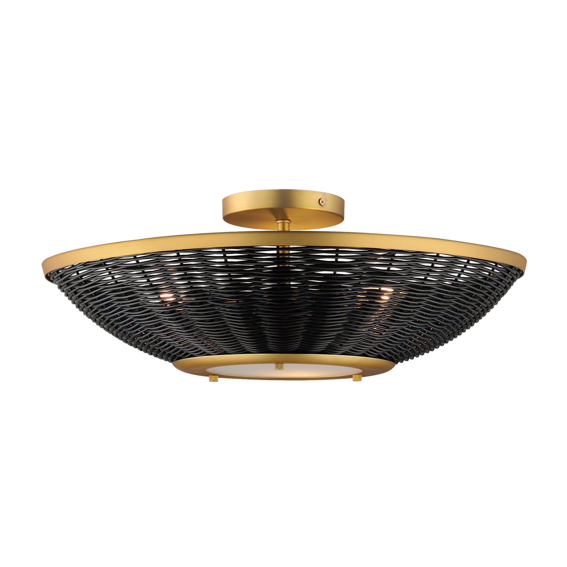 Rattan 20" Wall Sconce/Semi Flush Mount Natural Aged Brass by Maxim Lighting