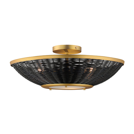 Rattan 20" Wall Sconce/Semi Flush Mount Natural Aged Brass by Maxim Lighting