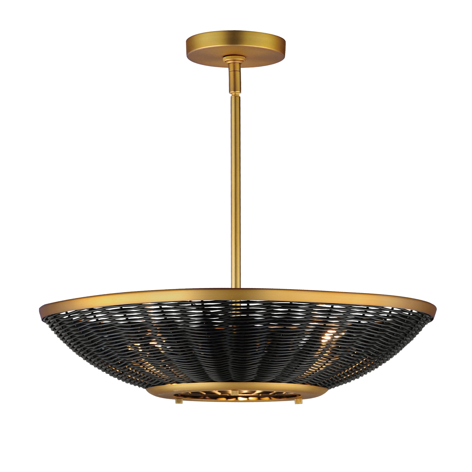 Rattan 20" 3-Light Pendant Natural Aged Brass by Maxim Lighting