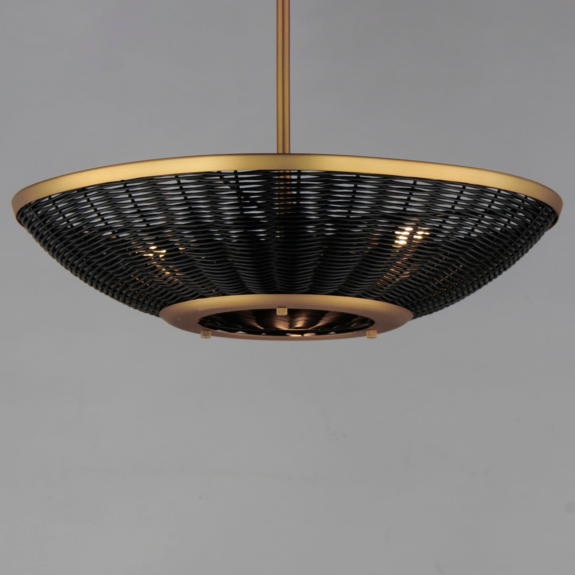 Rattan 20" 3-Light Pendant Natural Aged Brass by Maxim Lighting