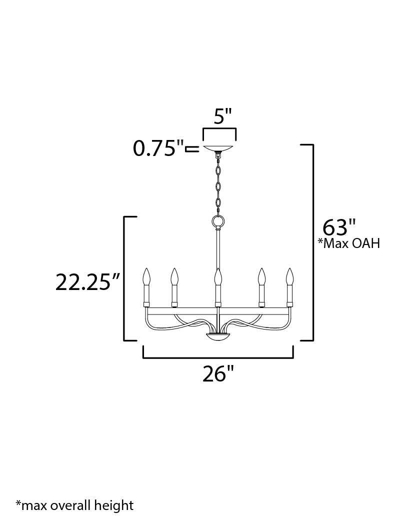 Frankie 5-Light Chandelier Heritage by Maxim Lighting