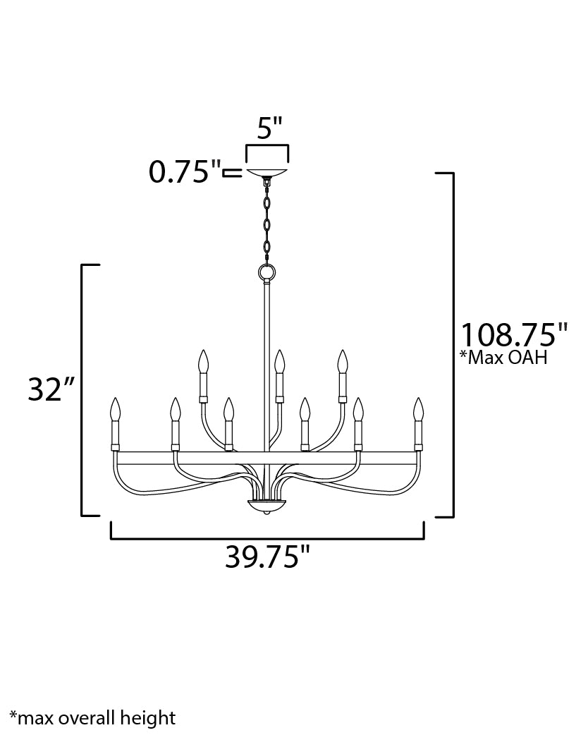 Frankie 9-Light Chandelier Heritage by Maxim Lighting