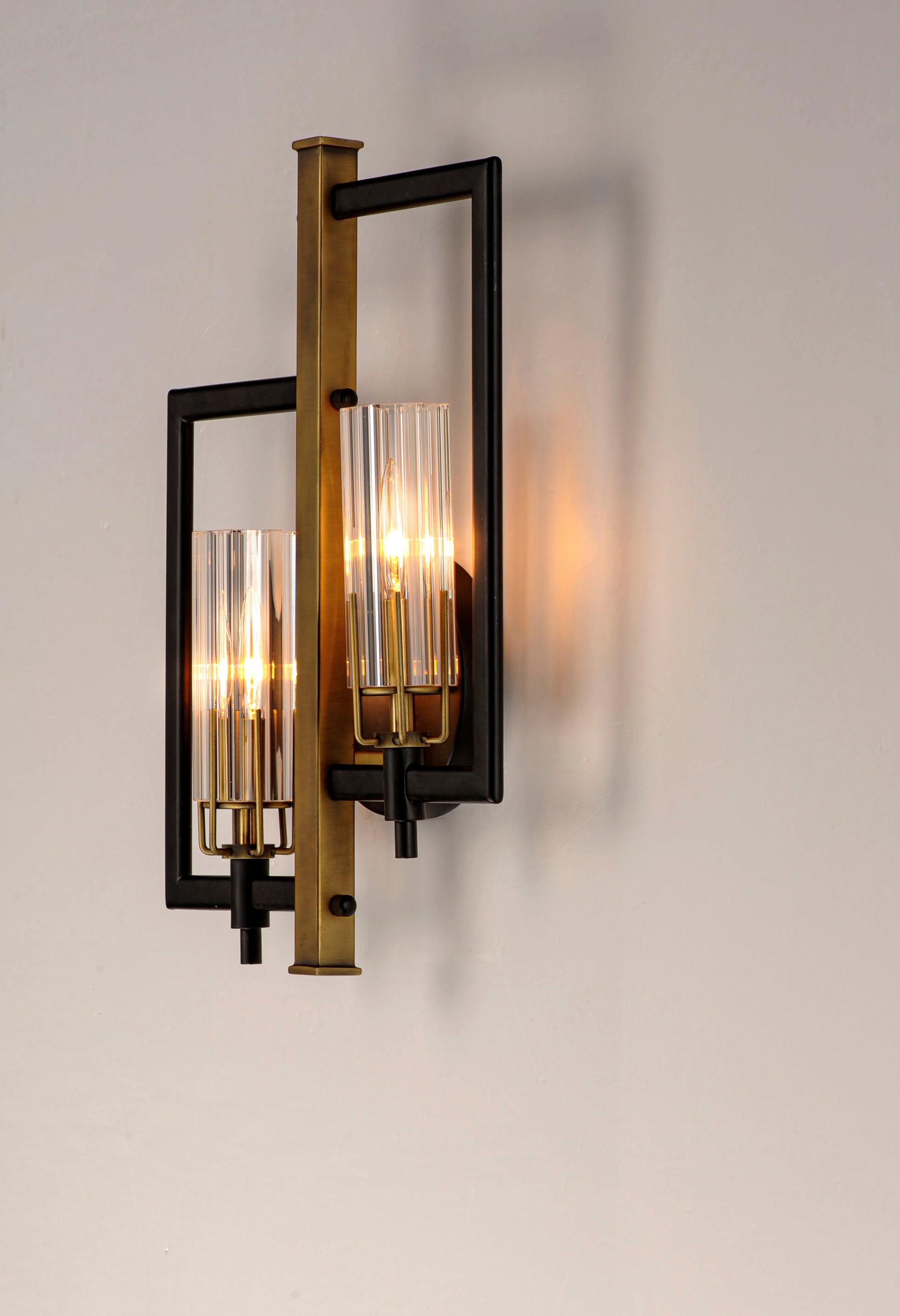 Flambeau 2-Light Wall Sconce Black/Antique Brass by Maxim Lighting