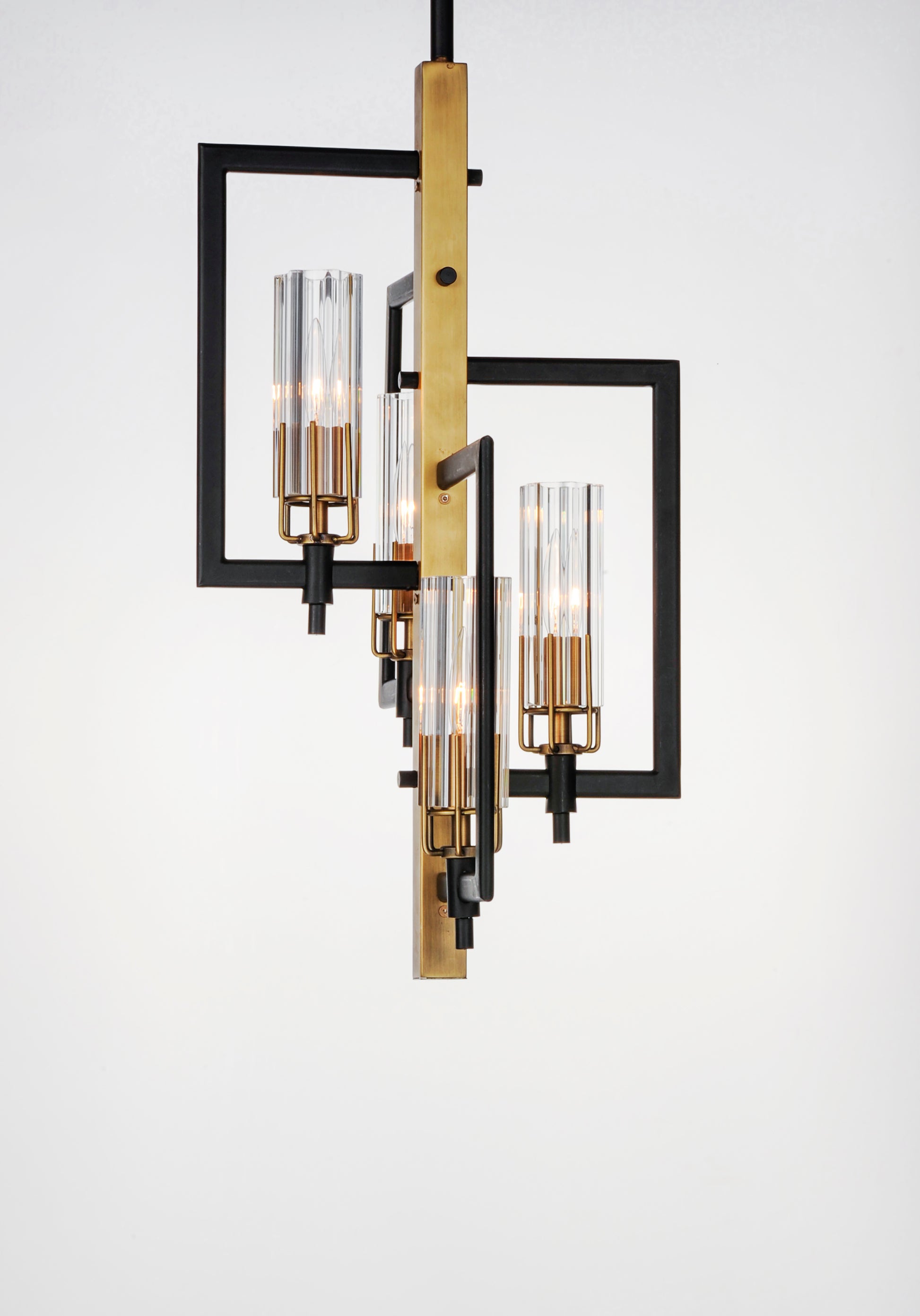 Flambeau 4-Light Chandelier Black/Antique Brass by Maxim Lighting