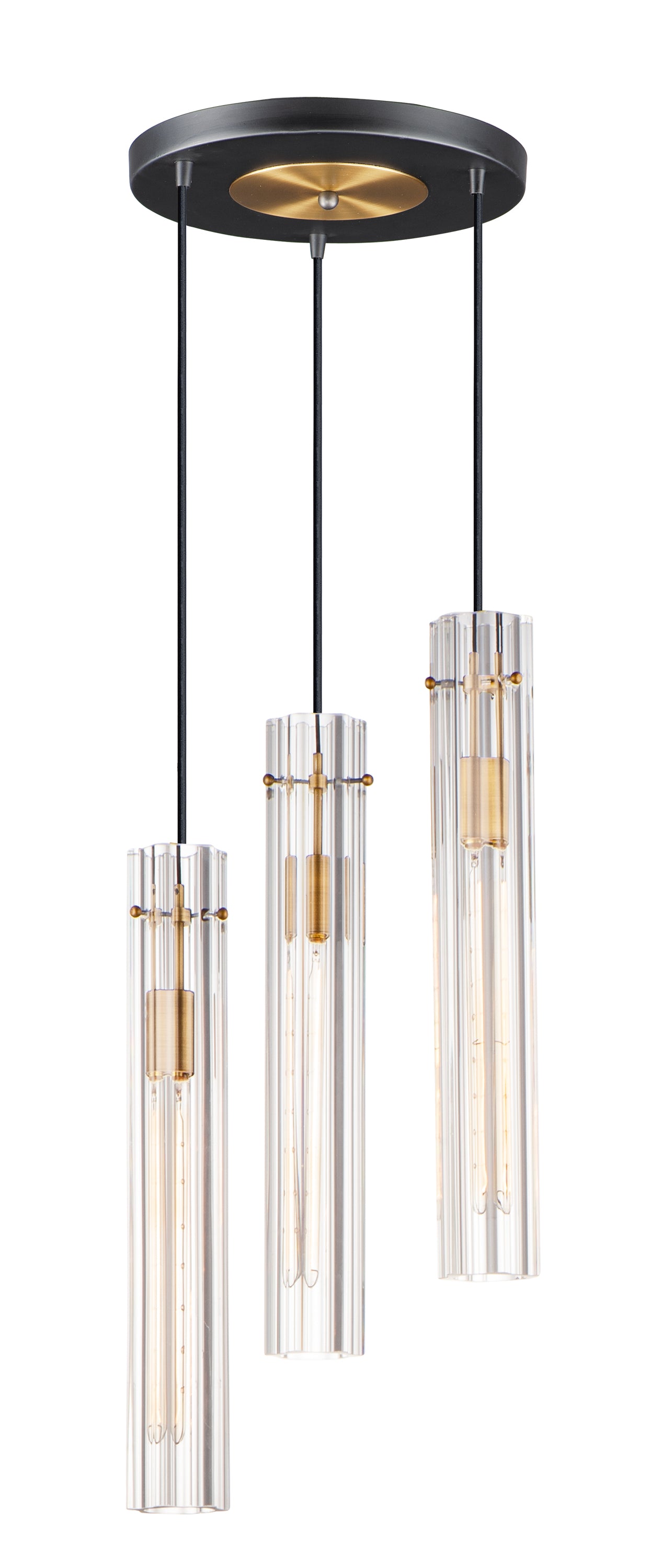 Flambeau 3-Light Pendant Black/Antique Brass by Maxim Lighting