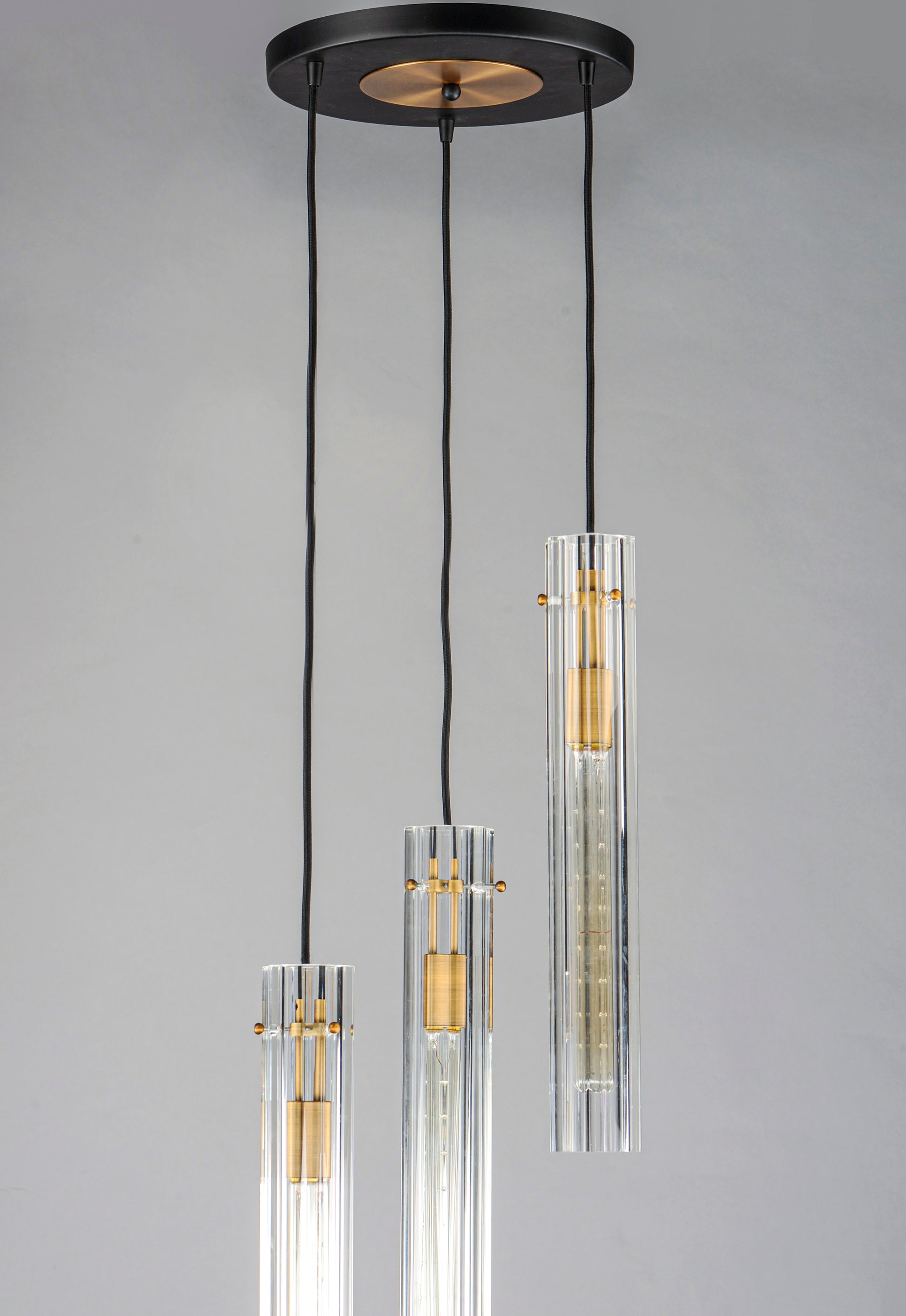 Flambeau 3-Light Pendant Black/Antique Brass by Maxim Lighting