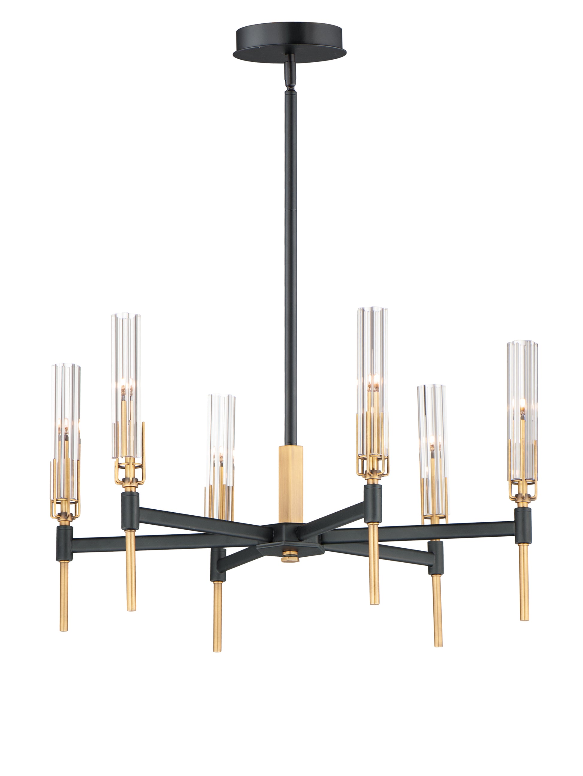 Flambeau 6-Light LED Chandelier Black/Antique Brass by Maxim Lighting
