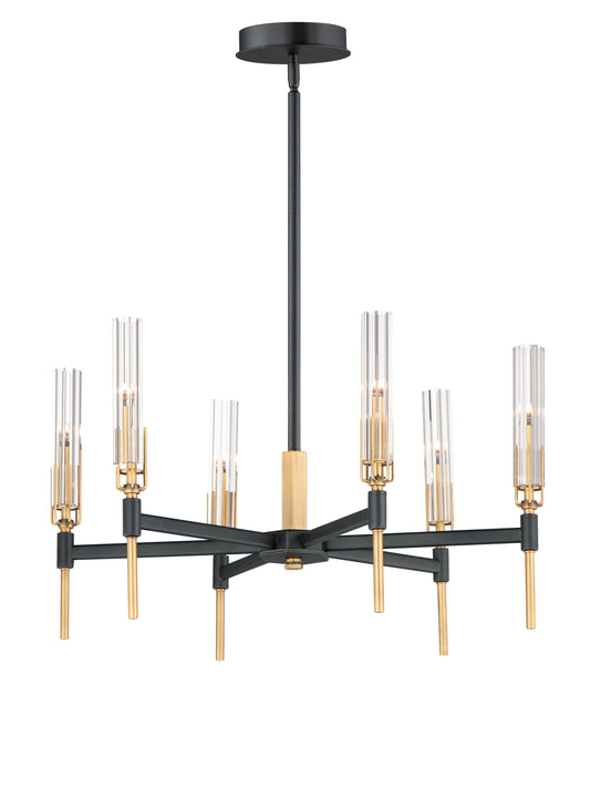 Flambeau 6-Light LED Chandelier Black/Antique Brass by Maxim Lighting