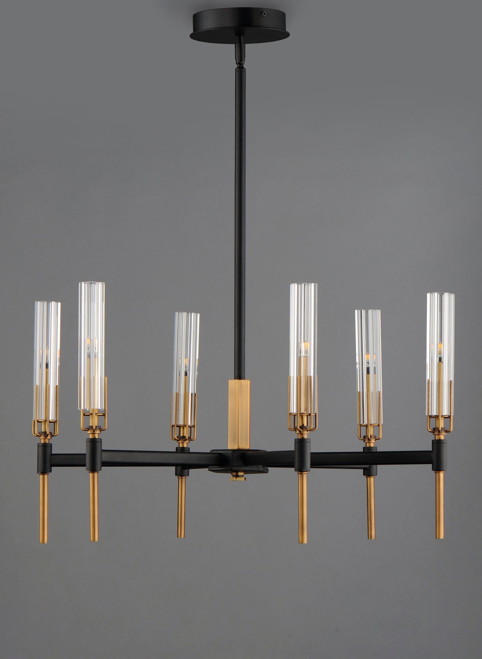 Flambeau 6-Light LED Chandelier Black/Antique Brass by Maxim Lighting