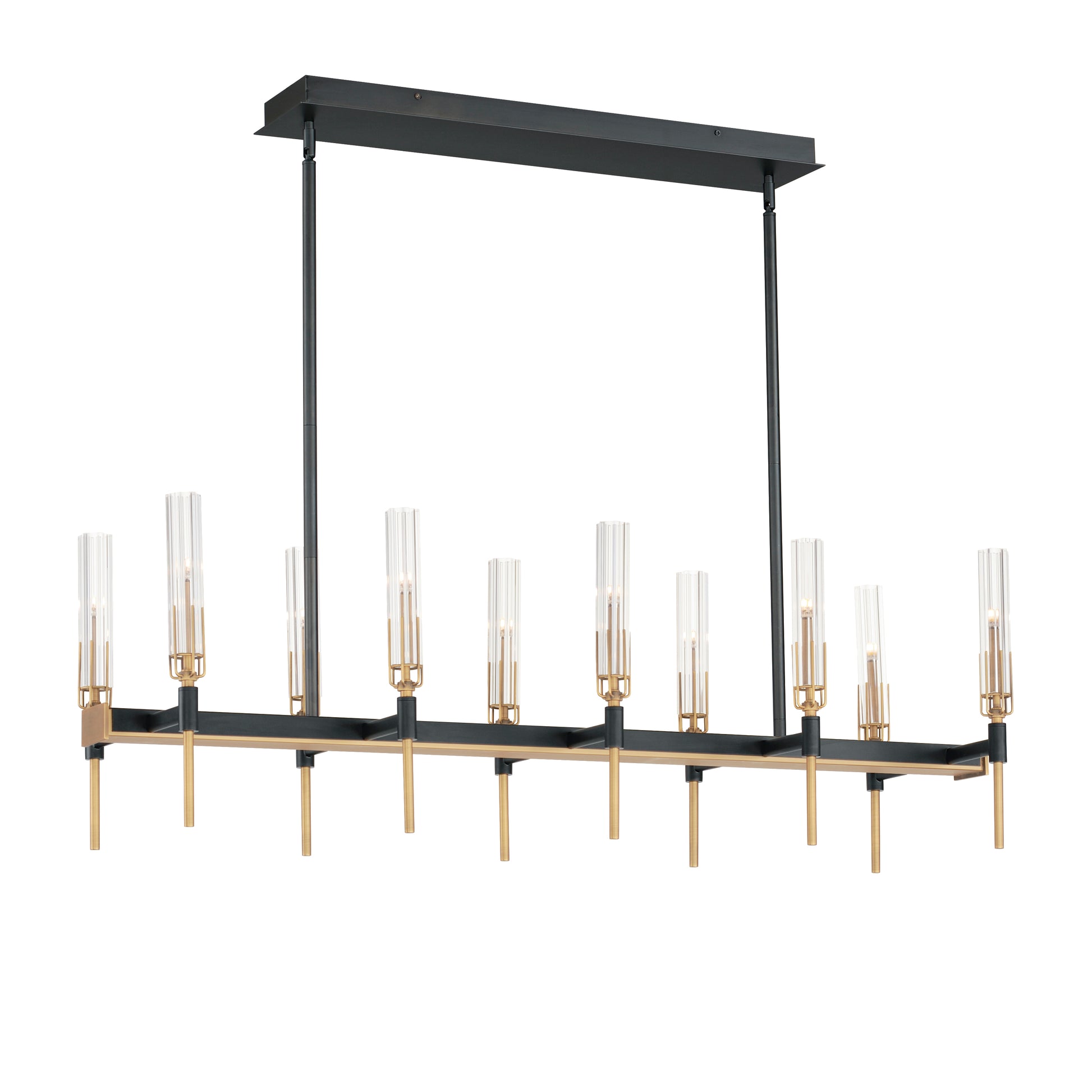 Flambeau 10-Light Linear LED Chandelier Black/Antique Brass by Maxim Lighting