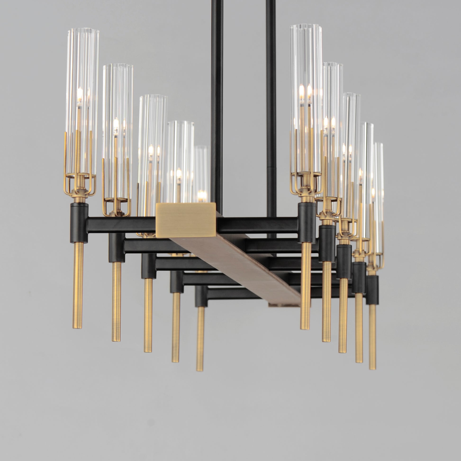 Flambeau 10-Light Linear LED Chandelier Black/Antique Brass by Maxim Lighting