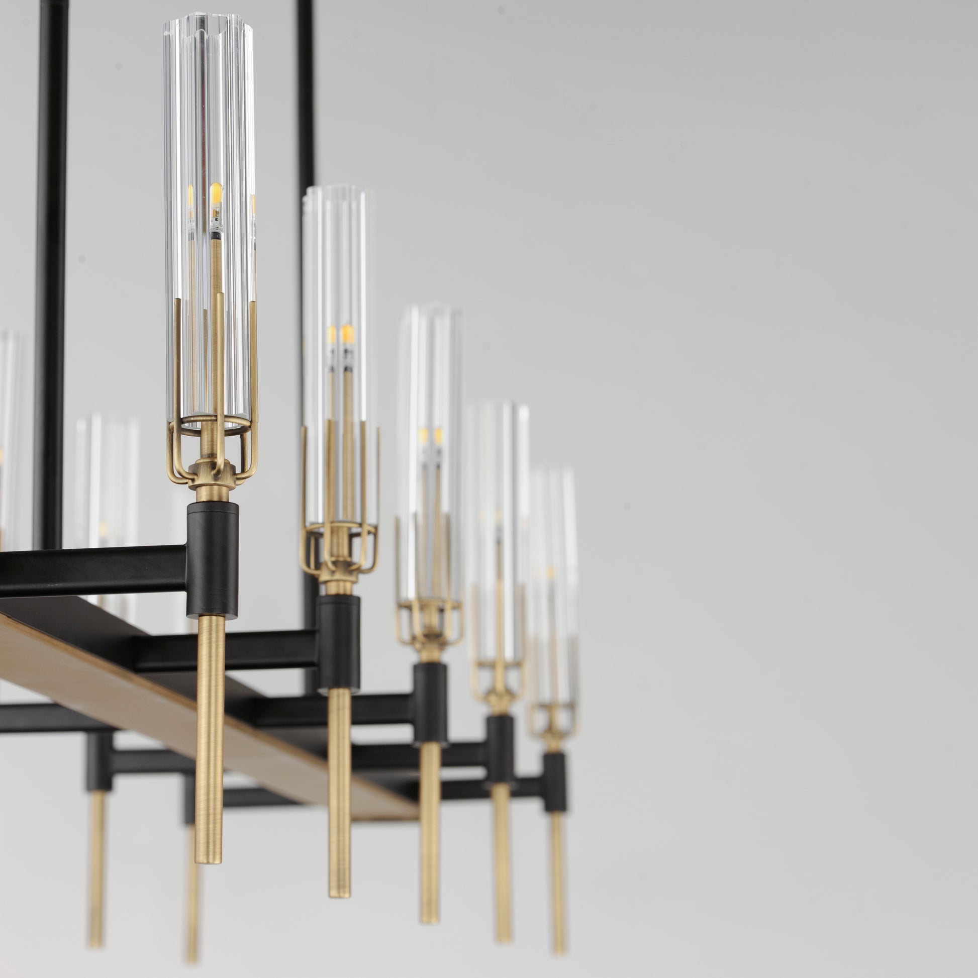 Flambeau 10-Light Linear LED Chandelier Black/Antique Brass by Maxim Lighting