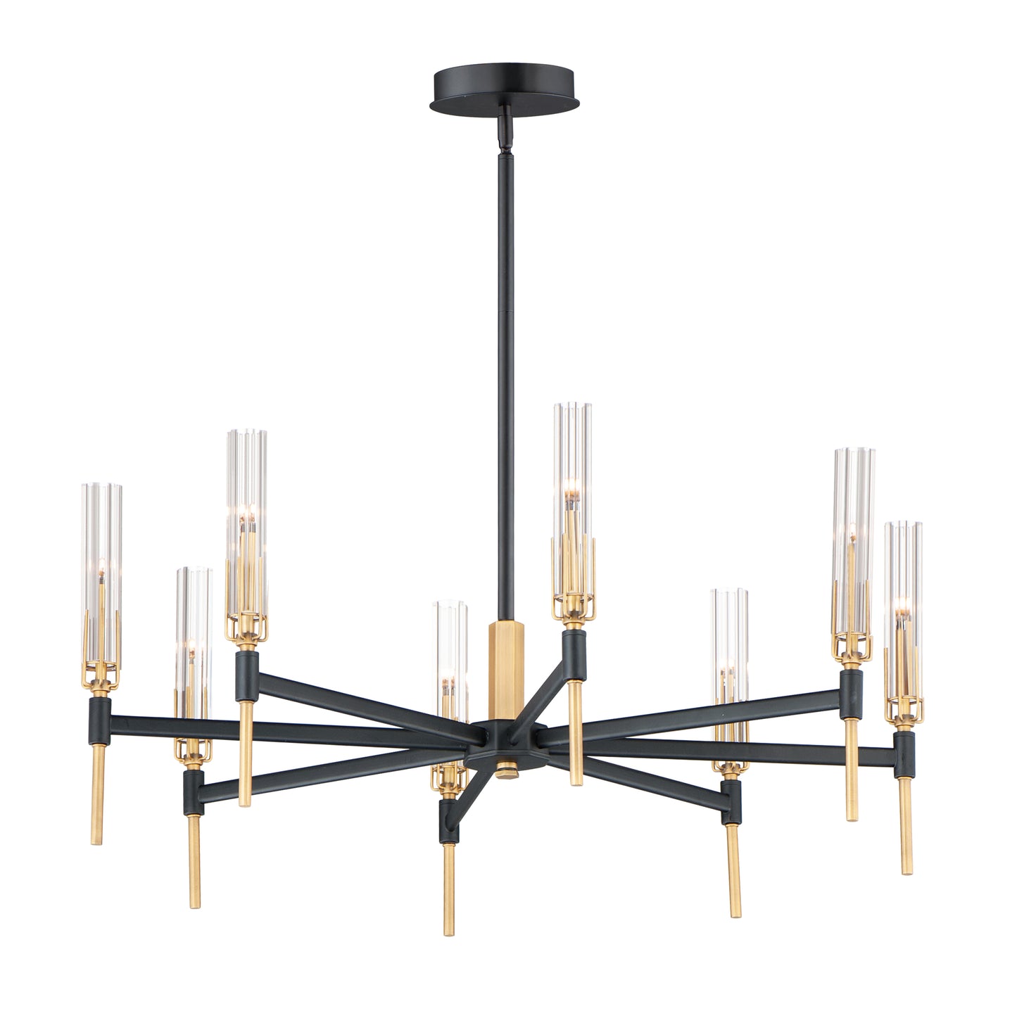 Flambeau 8-Light LED Chandelier Black/Antique Brass by Maxim Lighting