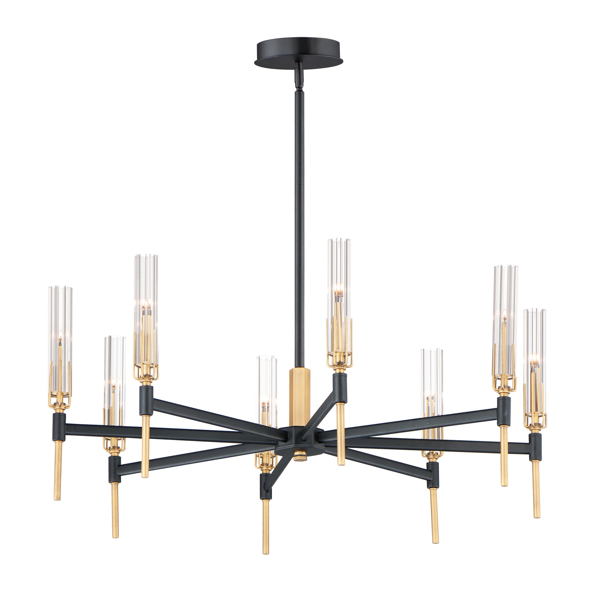 Flambeau 8-Light LED Chandelier Black/Antique Brass by Maxim Lighting