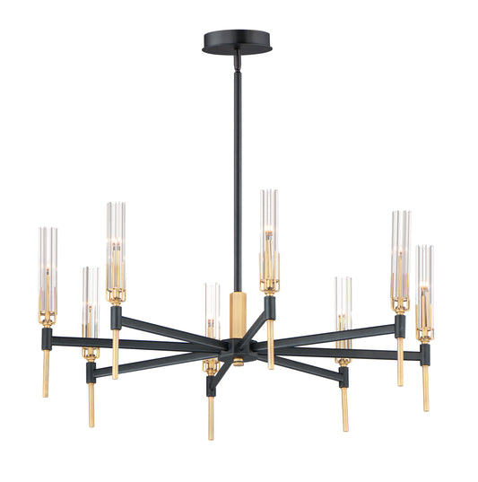 Flambeau 8-Light LED Chandelier Black/Antique Brass by Maxim Lighting