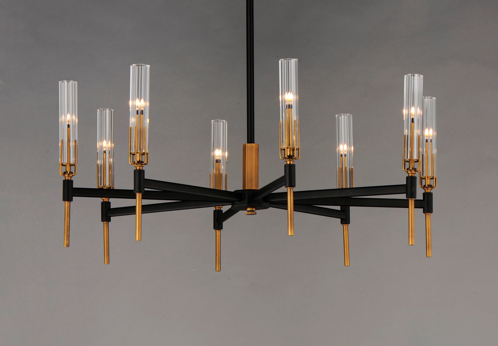 Flambeau 8-Light LED Chandelier Black/Antique Brass by Maxim Lighting