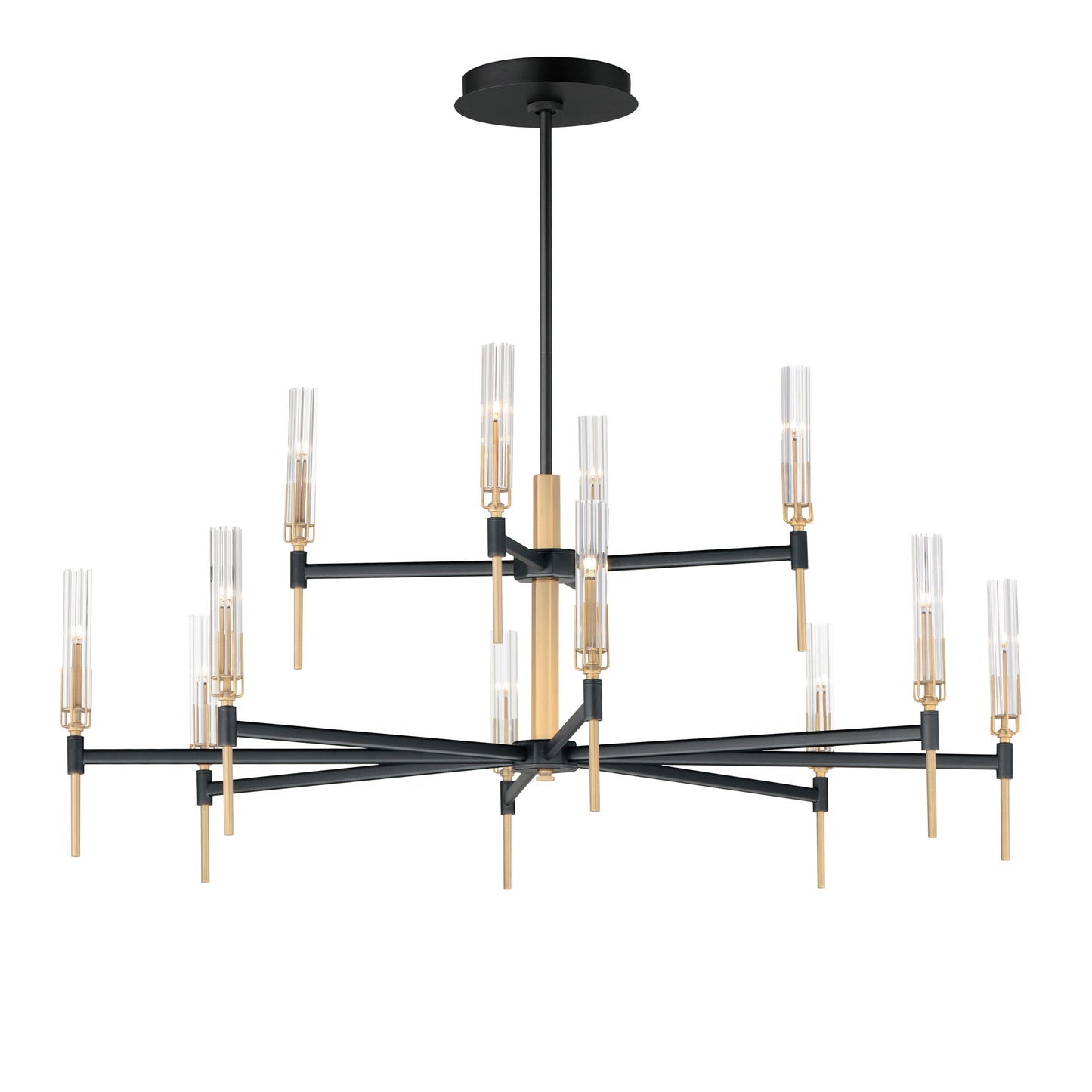 Flambeau 12-Light 2-Tier LED Chandelier Black/Antique Brass by Maxim Lighting