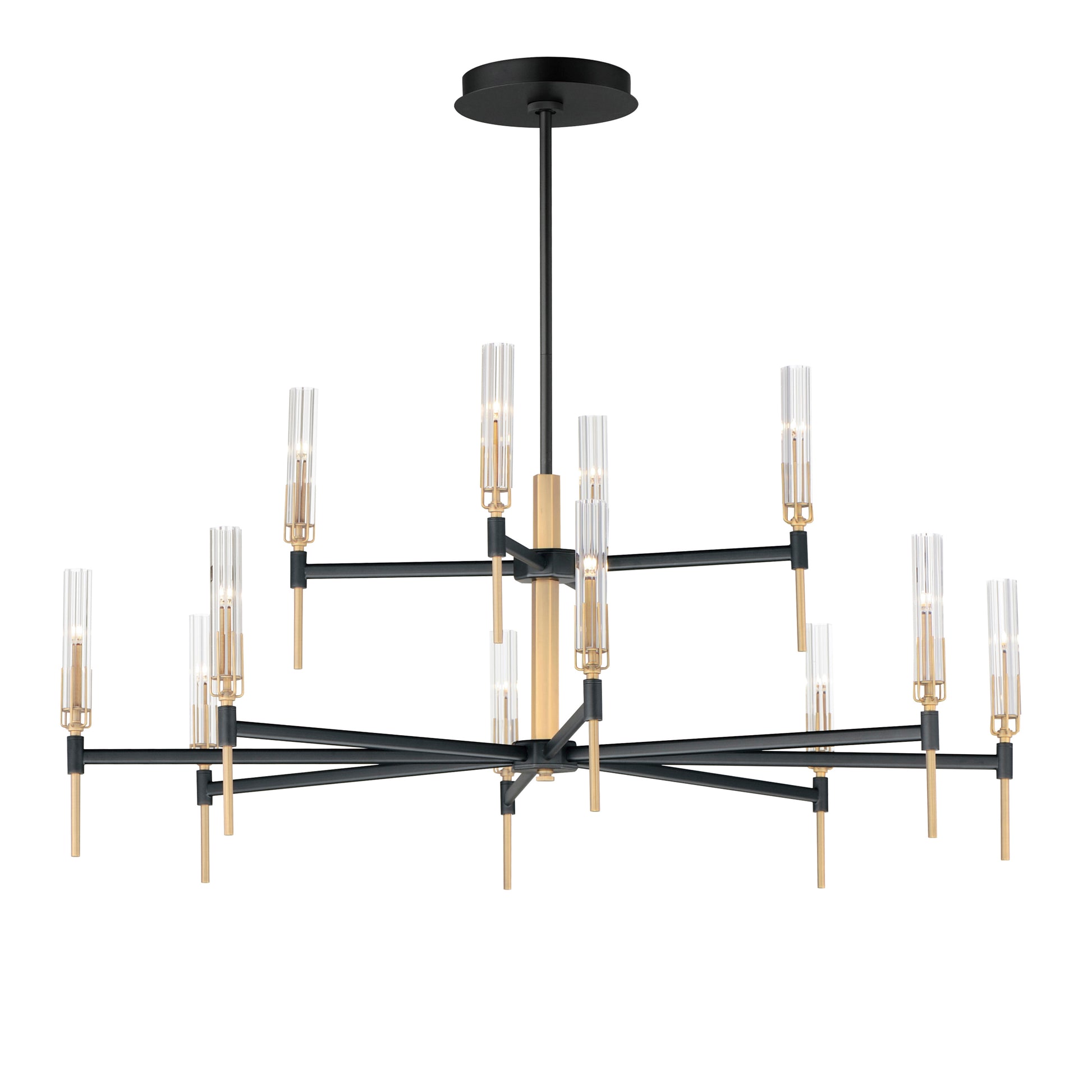 Flambeau 12-Light 2-Tier LED Chandelier Black/Antique Brass by Maxim Lighting