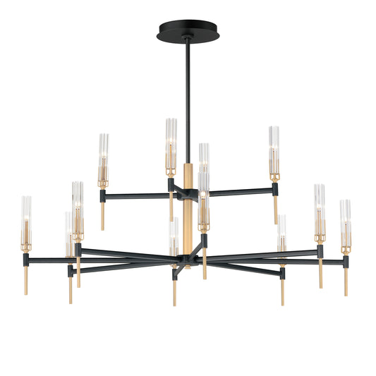 Flambeau 12-Light 2-Tier LED Chandelier Black/Antique Brass by Maxim Lighting