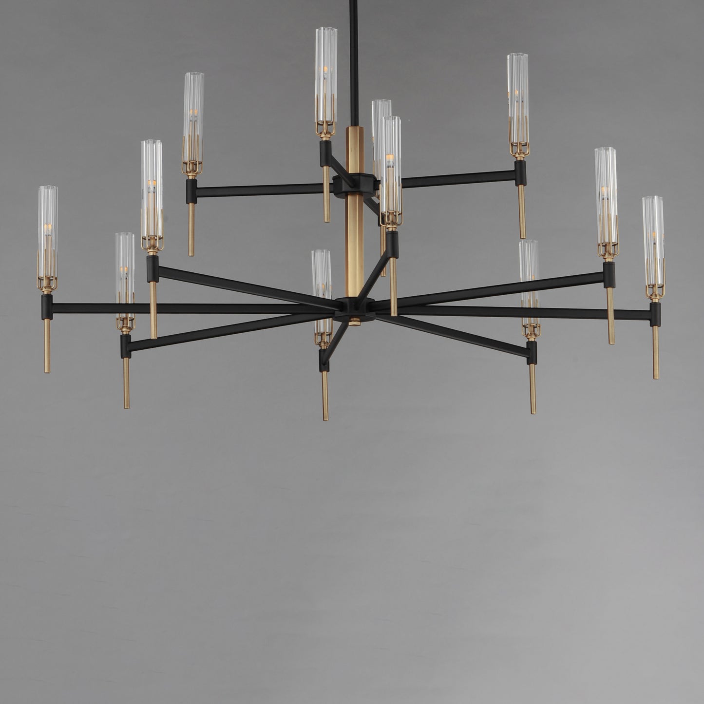 Flambeau 12-Light 2-Tier LED Chandelier Black/Antique Brass by Maxim Lighting