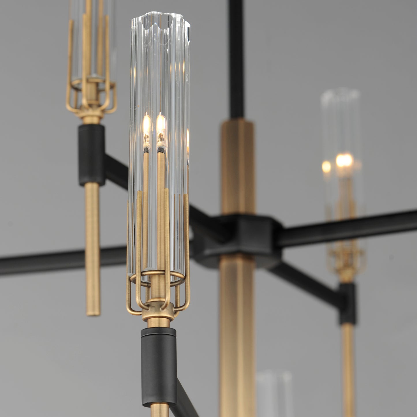 Flambeau 12-Light 2-Tier LED Chandelier Black/Antique Brass by Maxim Lighting