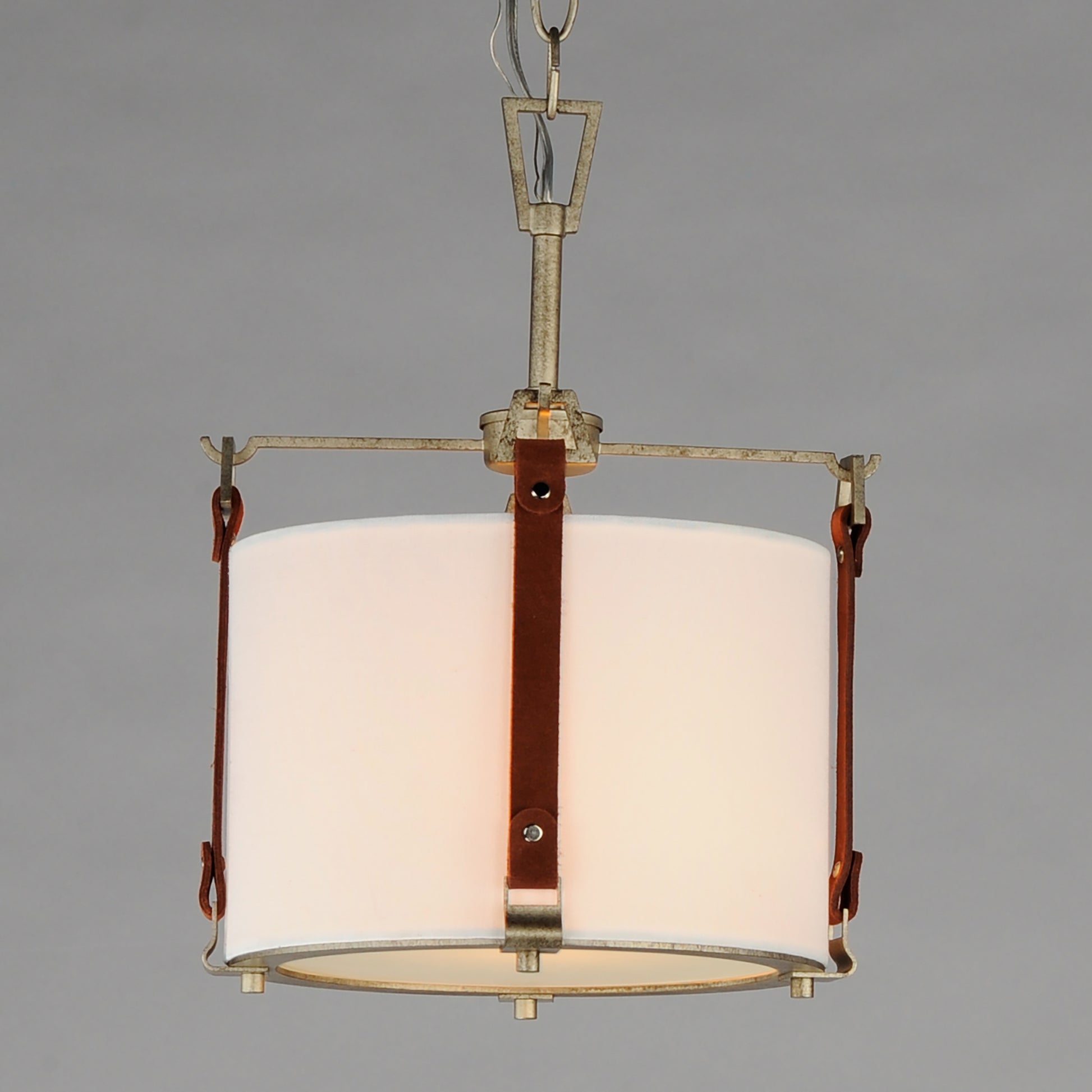 Sausalito Medium Pendant Weathered Zinc/Brown Suede by Maxim Lighting