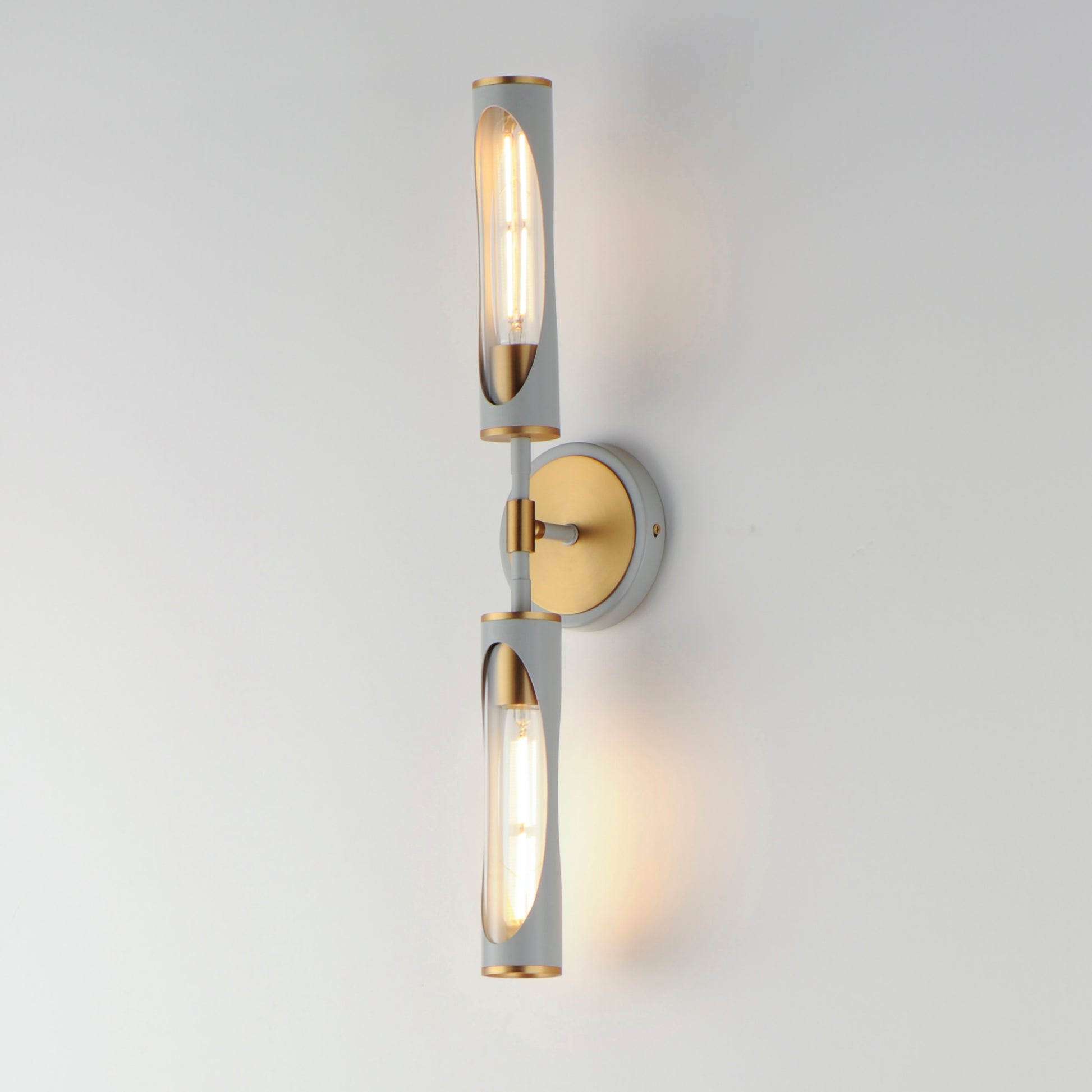 Regent 2-Light Bath Vanity Light French Gray/Natural Aged Brass by Maxim Lighting