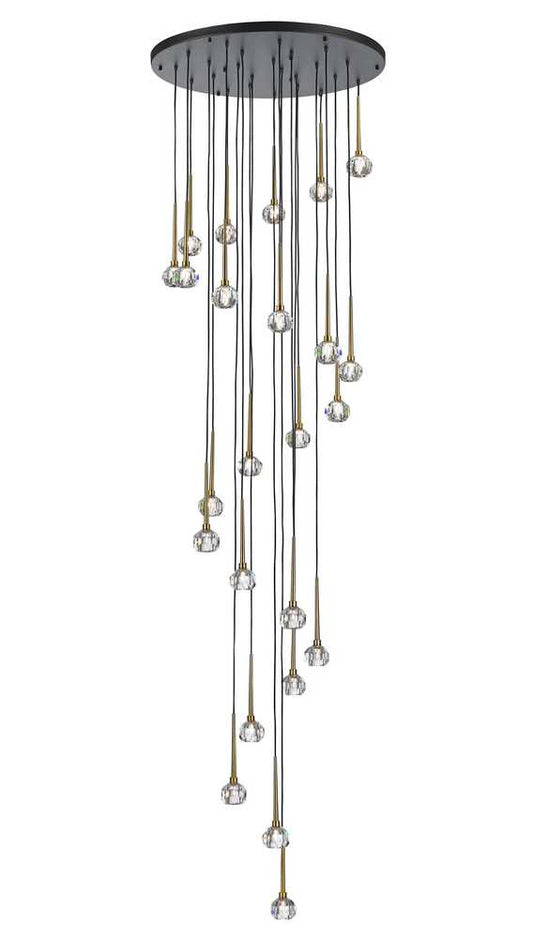 Sole Chandelier 24-Light in Antique Brass and Black 1718BB by StarFire Crystal