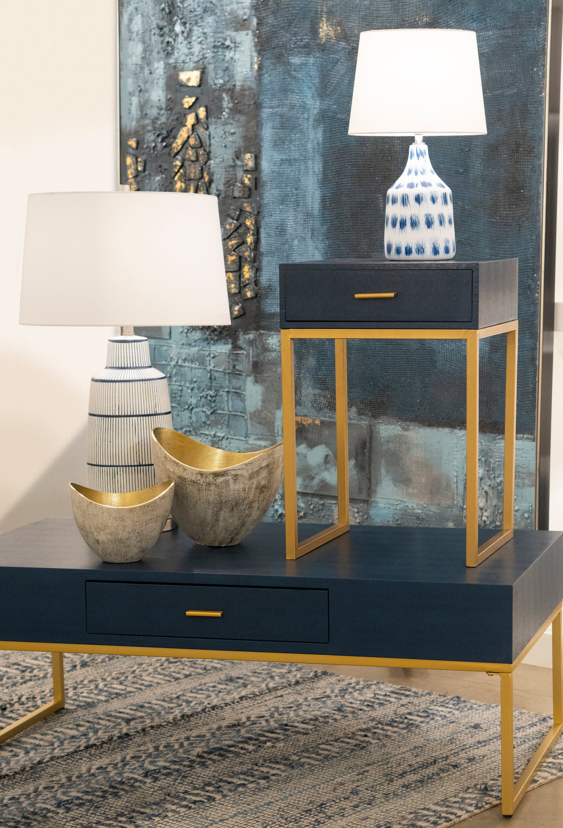 Shagreen Accent Table Navy by Elk