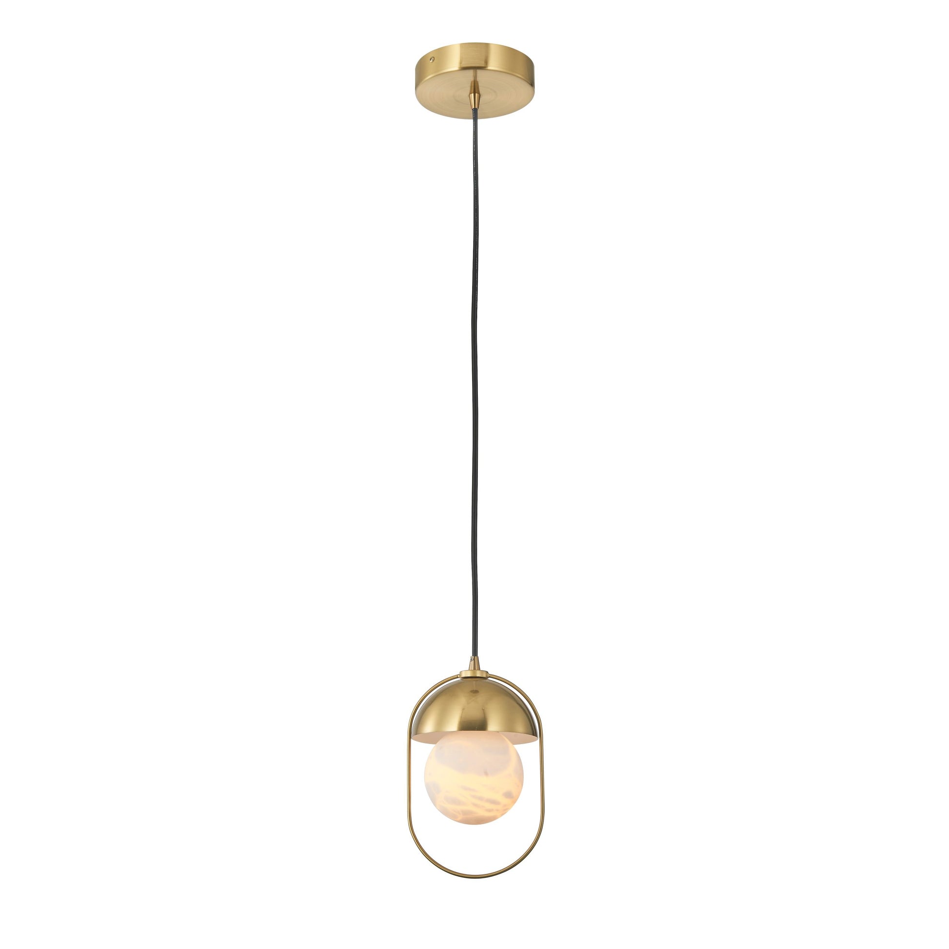 Haute Pendant 1-Light in Brass and Alabaster 1811BR by StarFire Crystal