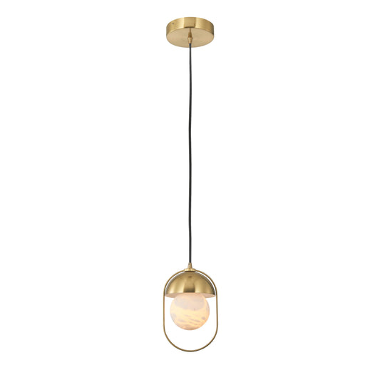 Haute Pendant 1-Light in Brass and Alabaster 1811BR by StarFire Crystal