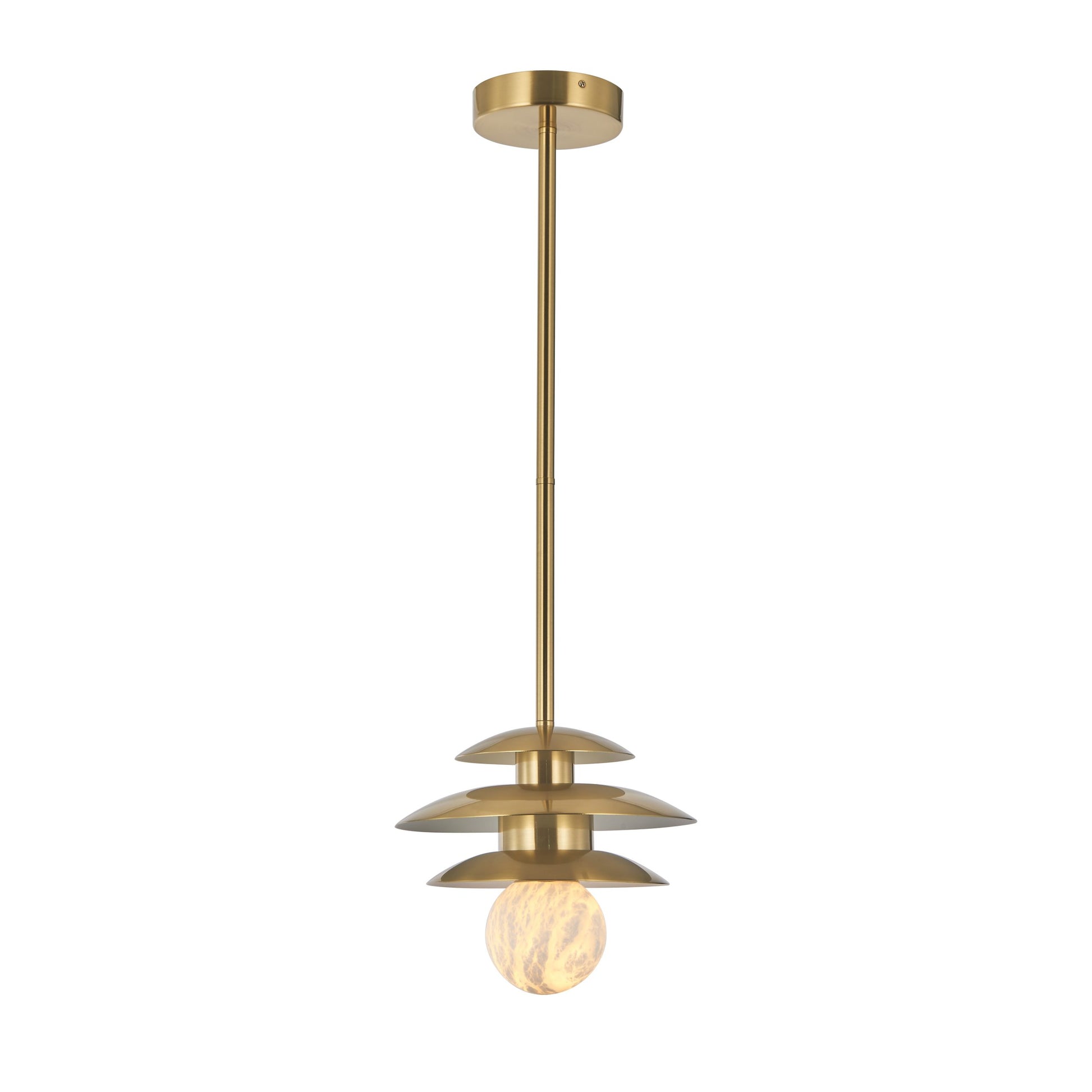 Haute Pendant 1-Light in Brass and Alabaster 1812BR by StarFire Crystal